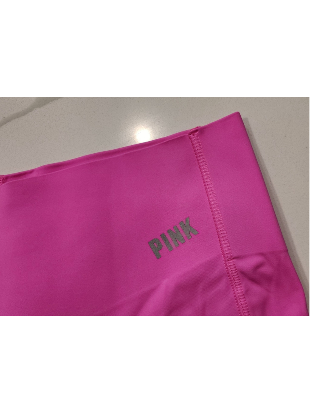 PINK Active Victoria’s Secret High Waist Bike Shorts Bright Hot Pink Size L NWT - Picture 3 of 8